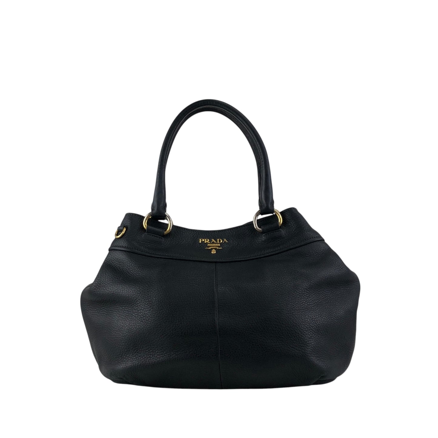 PRADA Logo Handbag Totebag Black Vintage 3ksgpr