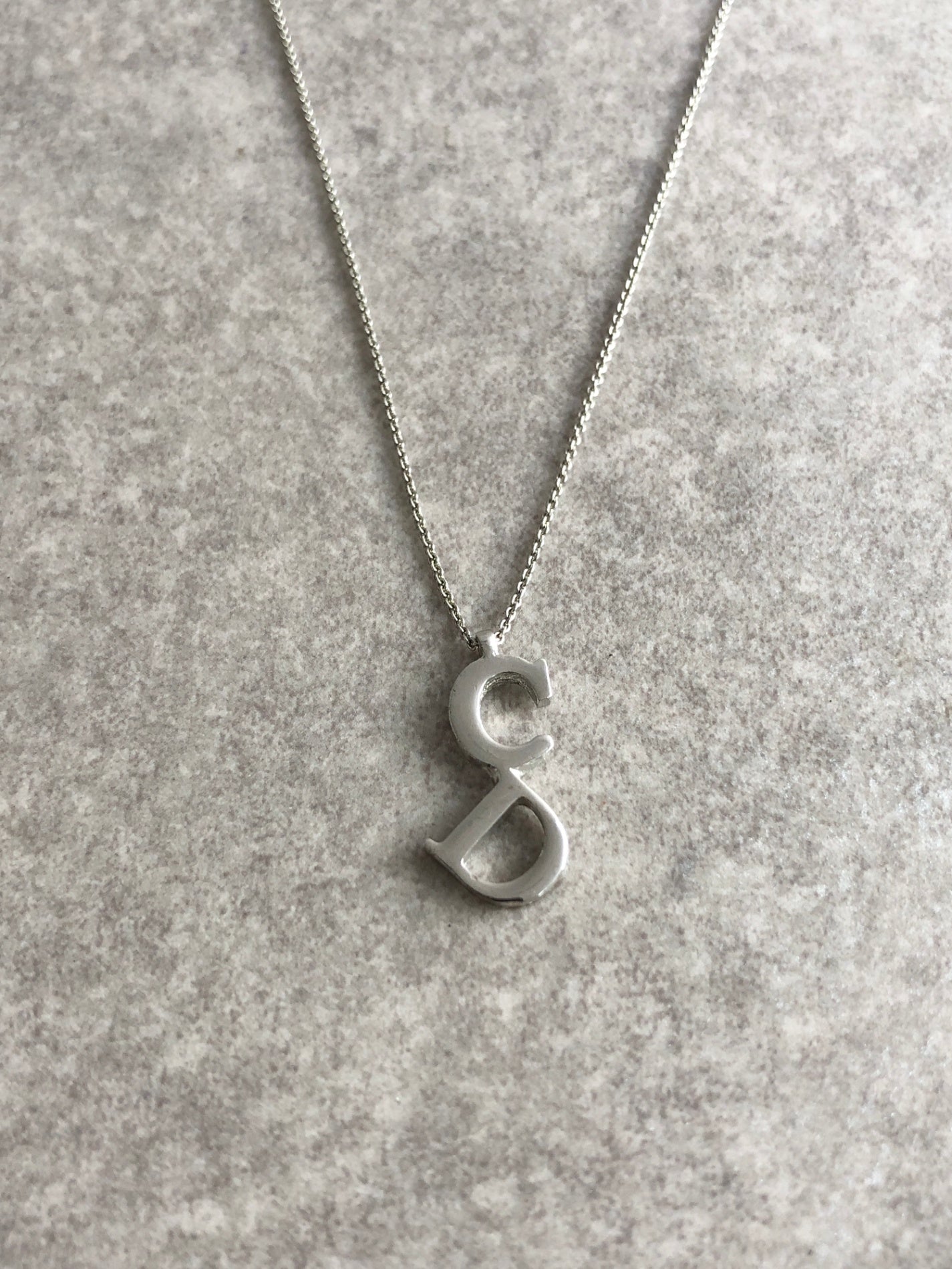 Christian Dior CD Logo Necklace Silver Vintage ixy3ku