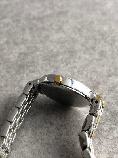 Yves Saint Laurent YSL Logo Quartz Watch Gold×Silver 5421-H08070 Vintage nmsz84