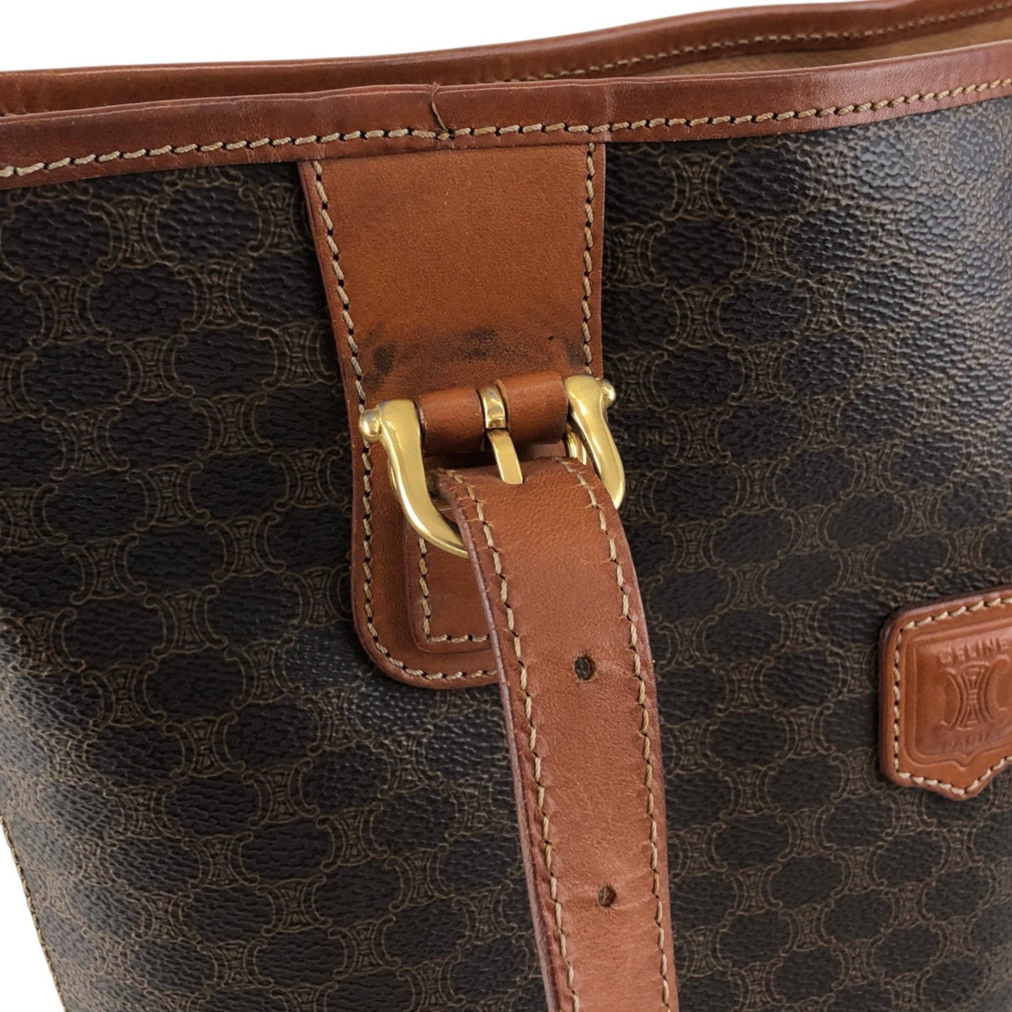CELINE Macadam Blason Handbag Totebag Brown Vintage rfx5gg