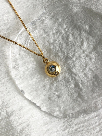 CHANEL Coco Mark Stone Necklace Gold Vintage zy3zit