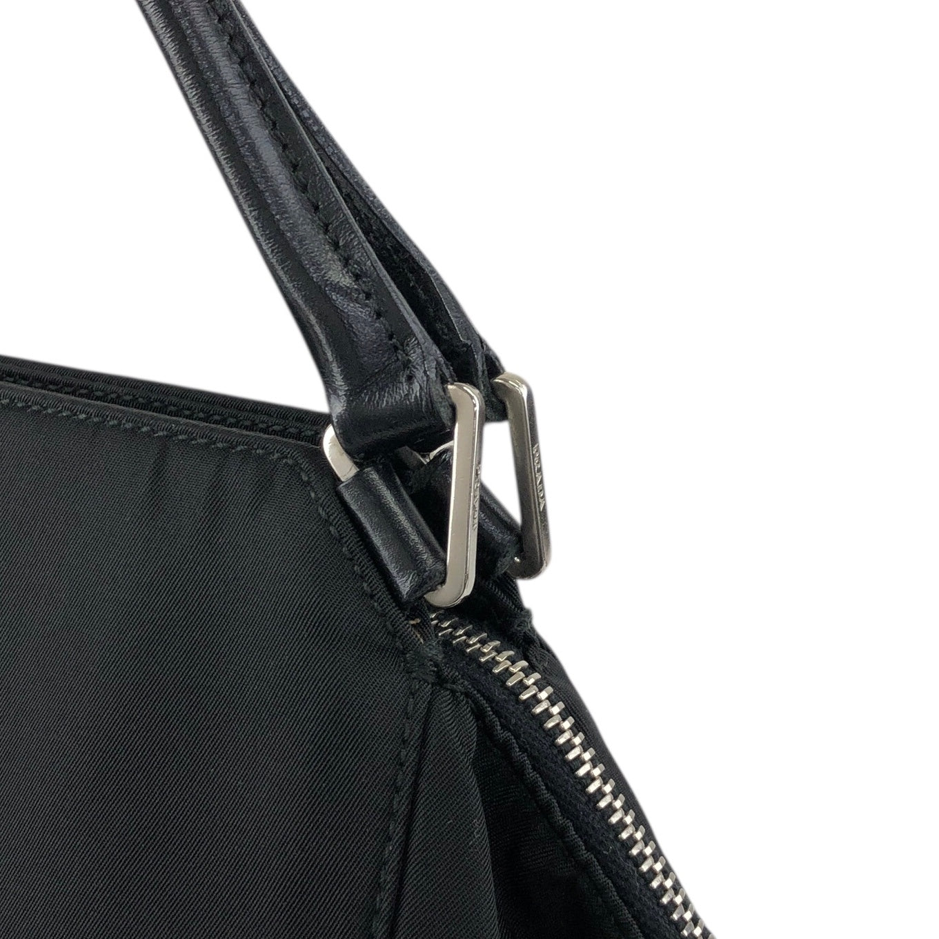 PRADA Tessuto Triangle Logo Handbag Black Vintage 4hjz48