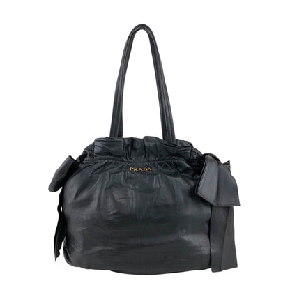 PRADA Logo Ribbon Totebag Black Vintage 548imc