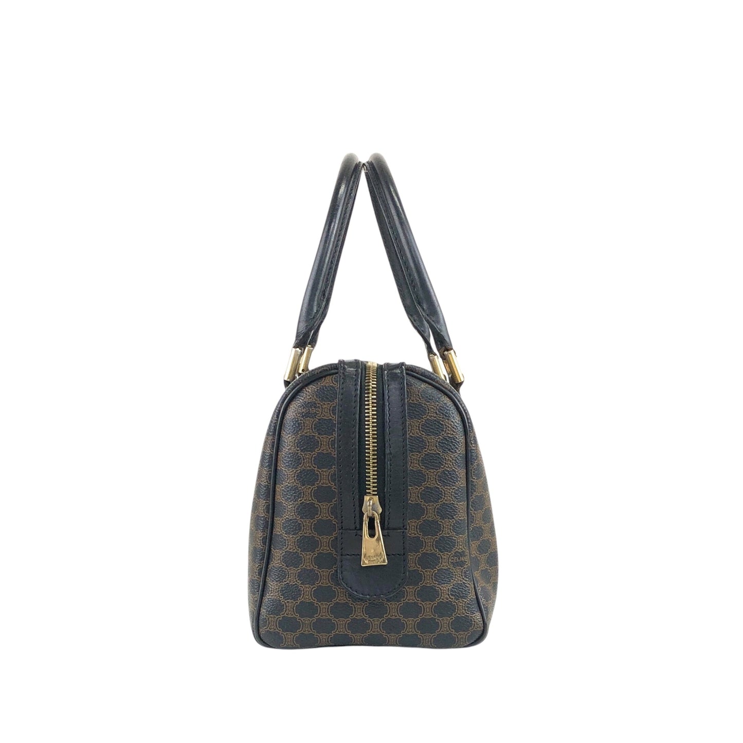 CELINE Macadam Blason Two-way Handbag Shoulder bag Black Vintage a45rtr