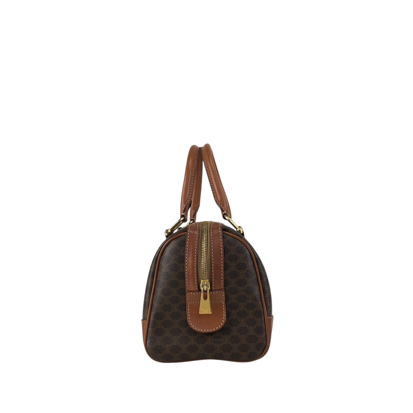 CELINE Macadam Blason Handbag Boston bag Brown Vintage sh72vd