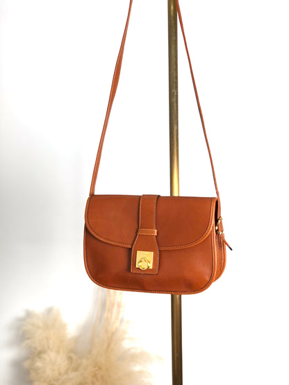 CELINE Gancini Shoulder bag Brown Vintage 4x8mbp