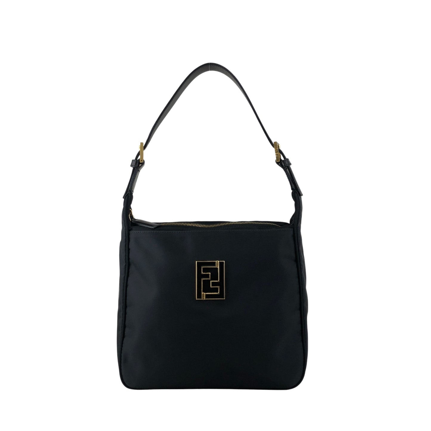 FENDI Logo Shoulder bag Black Vintage 4xxsjx