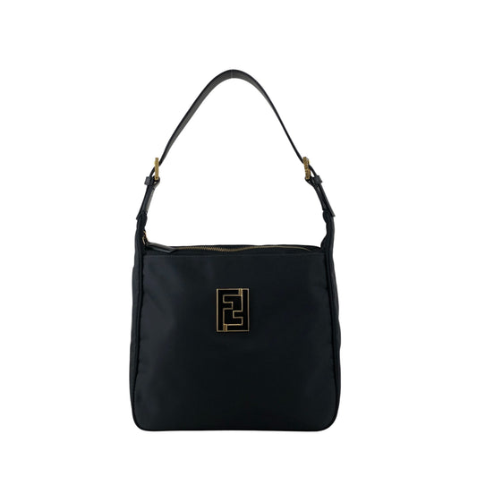 FENDI Logo Shoulder bag Black Vintage 4xxsjx