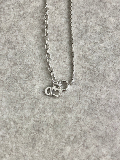 Christian Dior CD Logo Padlock Necklace Silver Vintage 2trziz
