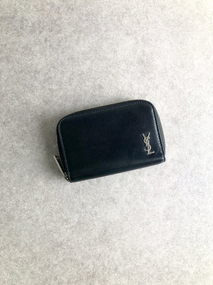 Yves Saint Laurent YSL Logo Coin Purse Black Vintage tpc6gd