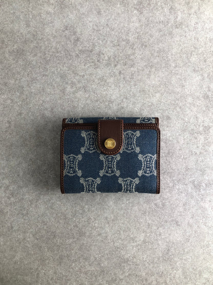 CELINE Triomphe Folded Wallet Navy Vintage vwdke2