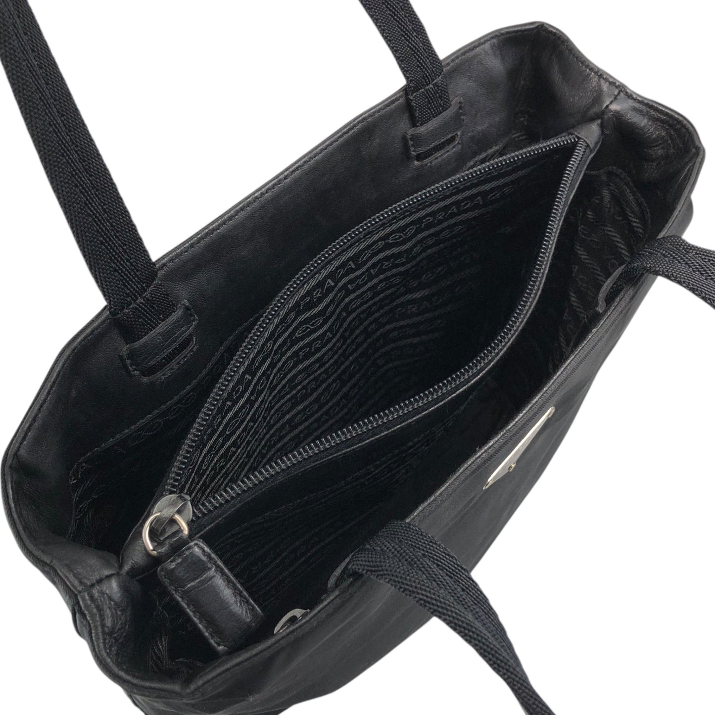 PRADA Tessuto Triangle Logo Totebag Black Vintage f4iv53