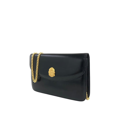 CELINE Blason Emblem Motif Chain Shoulder bag Black Vintage 2bfdfw