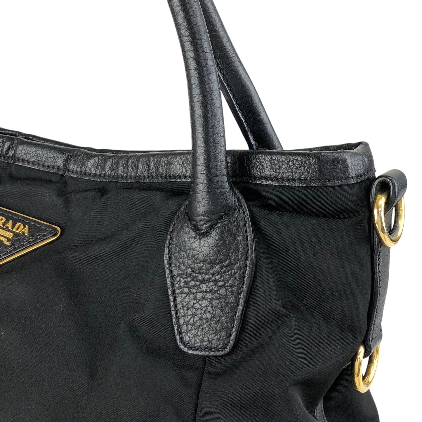 PRADA Tessuto Triangle Logo Two-way Handbag Shoulder bag Black Vintage jwasar