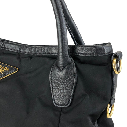 PRADA Tessuto Triangle Logo Two-way Handbag Shoulder bag Black Vintage jwasar