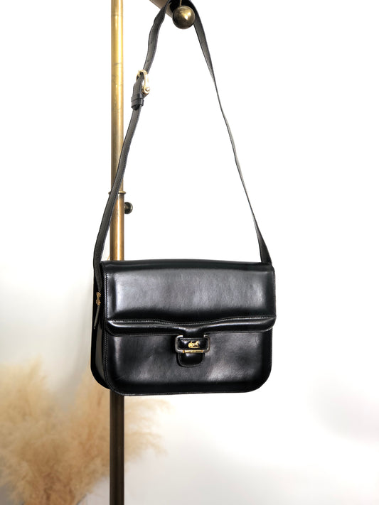 CELINE Triomphe Horse Carriage Shoulder bag Black Vintage pw788h
