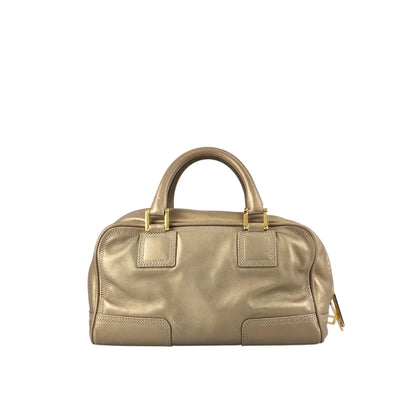 LOEWE Amazona Anagram Small Boston bag Handbag Gold Vintage unh432