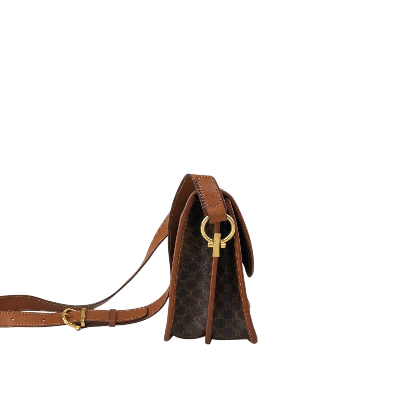 CELINE Macadam Gancini Shoulder bag Brown Vintage dtdg28