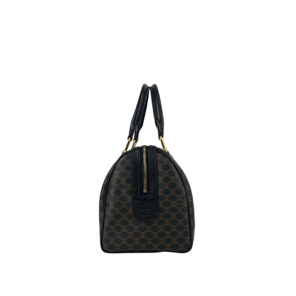 CELINE Macadam Blason Small Boston bag Handbag Black Vintage 5whgfy