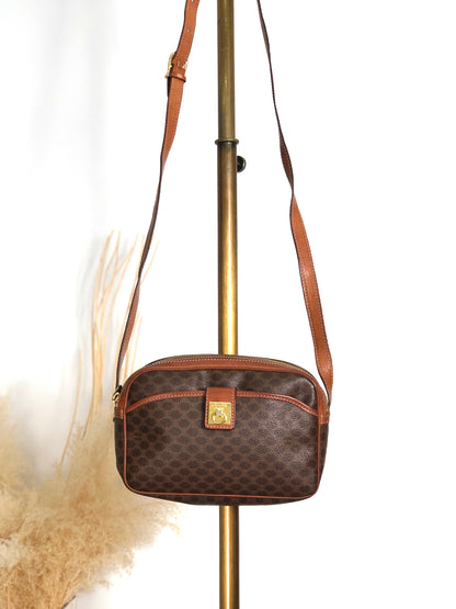 CELINE Macadam Gancini Shoulder bag Brown Vintage jcyy3u