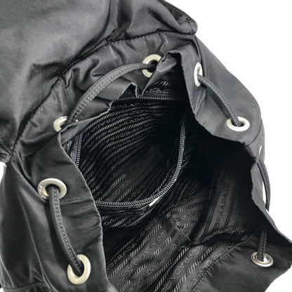 PRADA Tessuto Triangle Logo Front Buckle Backpack Black Vintage adjm4v