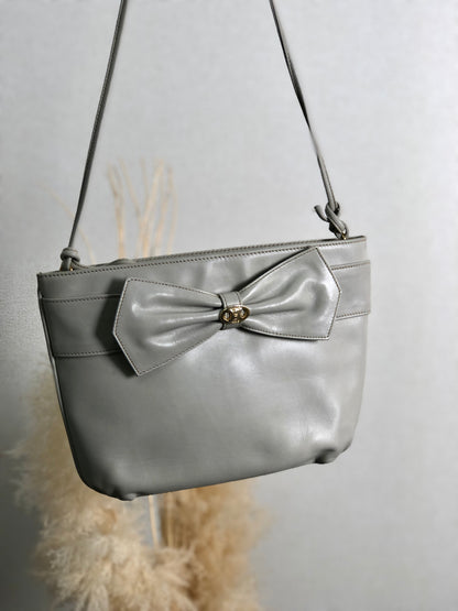 CELINE Blason Ribbon Shoulder bag Gray Vintage dei55p