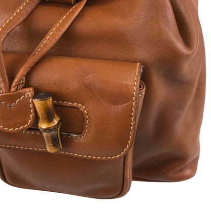 GUCCI Bamboo Front Pocket Backpack Brown Vintage jfzn8g