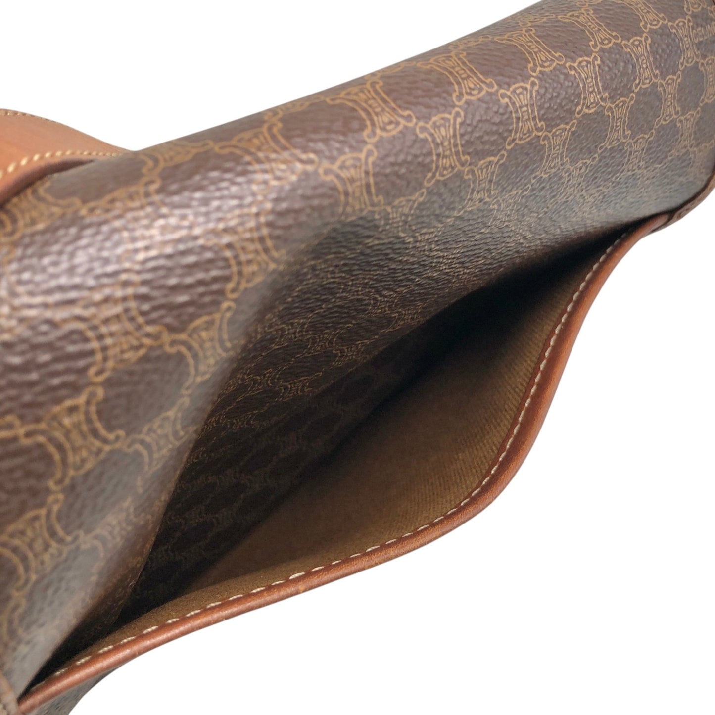 CELINE Macadam Blason Front Buckle Shoulder bag Brown Vintage ketsrv