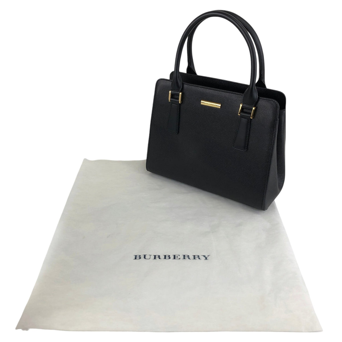 BURBERRY Logo Handbag Black Vintage imtu4e