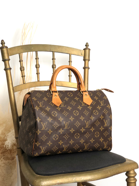 LOUIS VUITTON Monogram Handbag Boston bag Brown Vintage y2vg3b