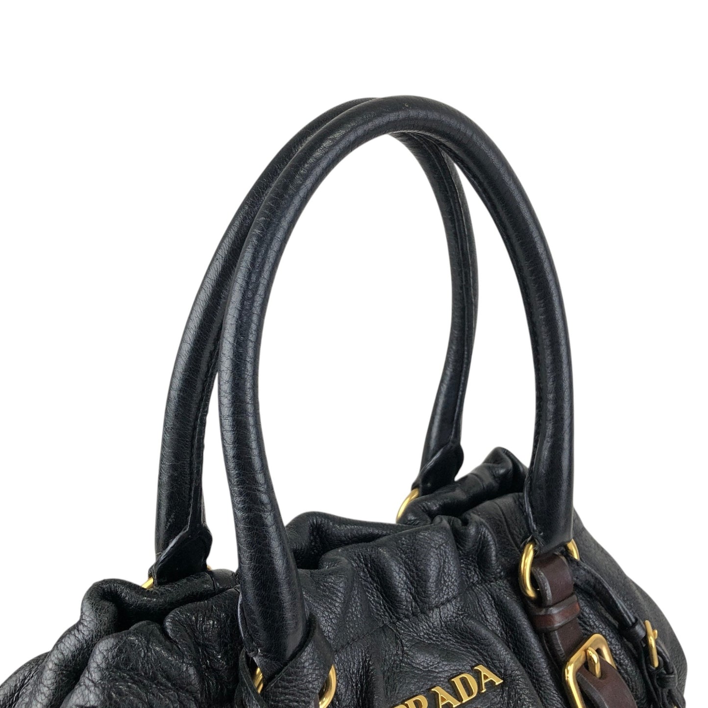 PRADA Logo Handbag Totebag Black Vintage dcjbha