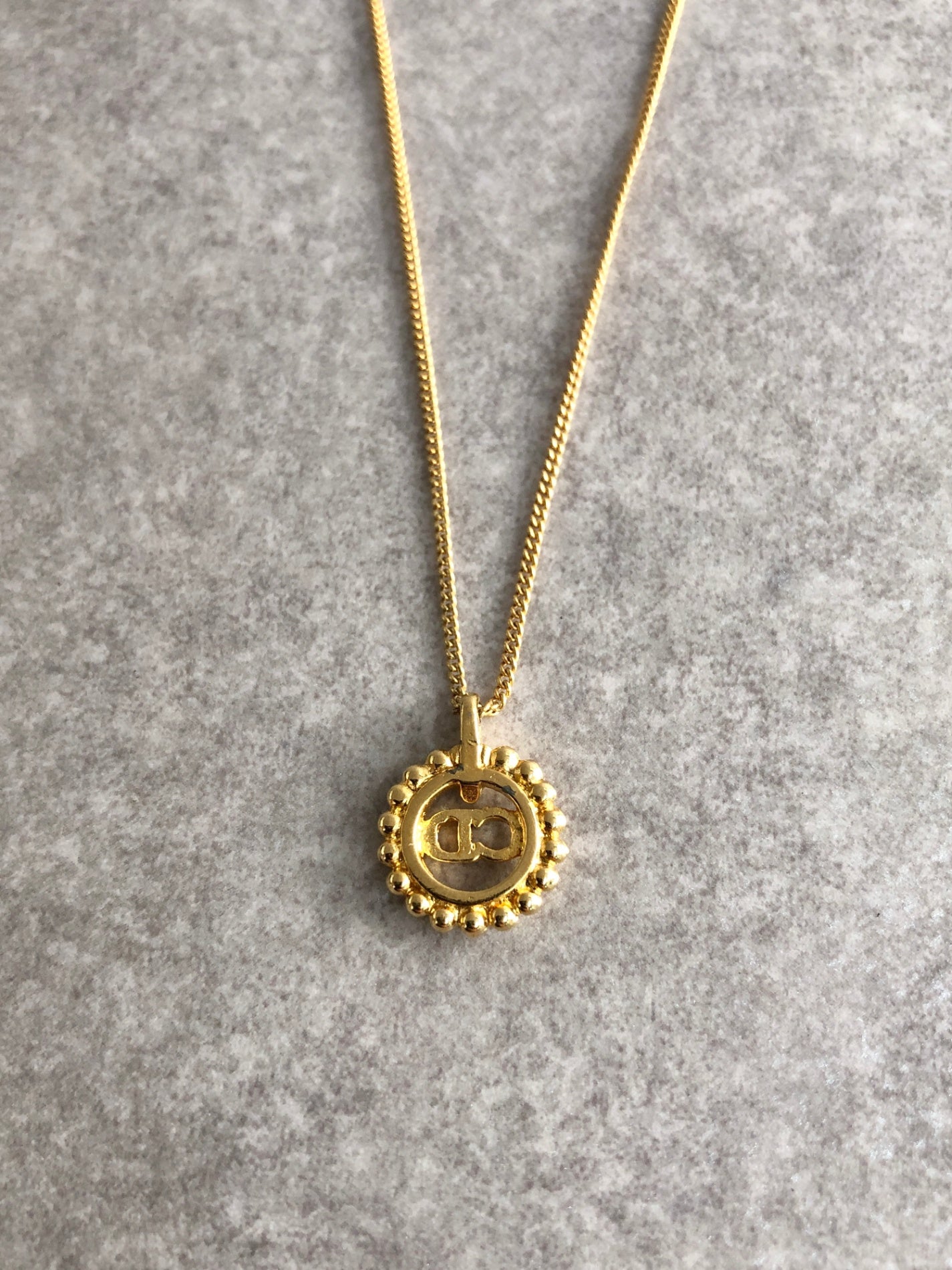 Christian Dior Logo Motif Necklace Gold Vintage 6wci36