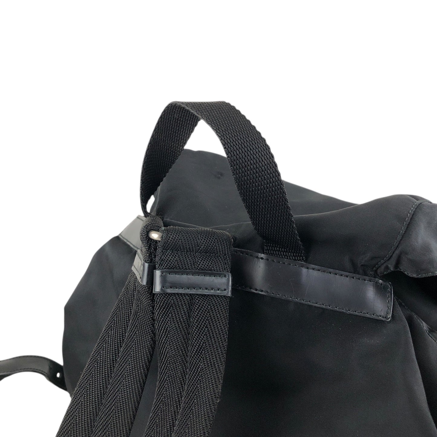 PRADA Tessuto Triangle Logo Double Pocket Backpack Black Vintage e8i3ab