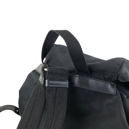 PRADA Tessuto Triangle Logo Double Pocket Backpack Black Vintage e8i3ab