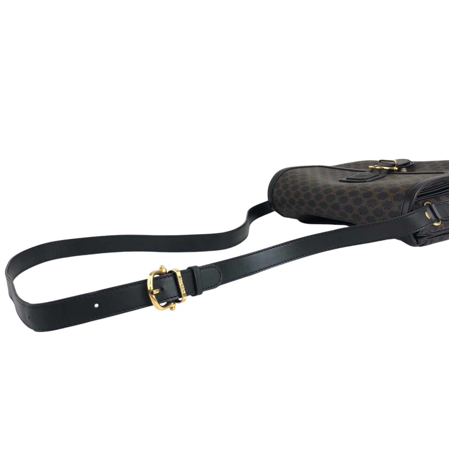 CELINE Macadam Front Buckle Shoulder bag Black Vintage n5nr8t