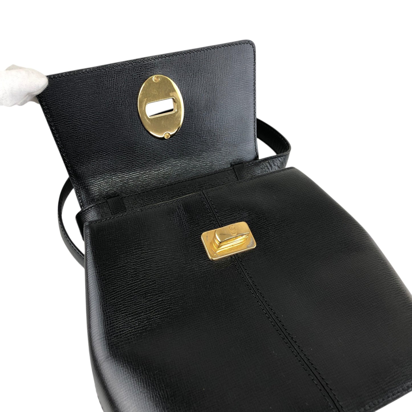 Christian Dior Turn Lock Shoulder bag Black Vintage rz2umb