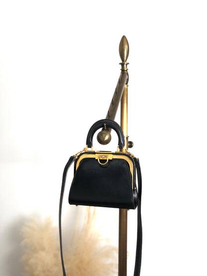 Christian Dior Metal Clasp Minibag Two-way Handbag Shoulder bag Black Vintage hrxzwn