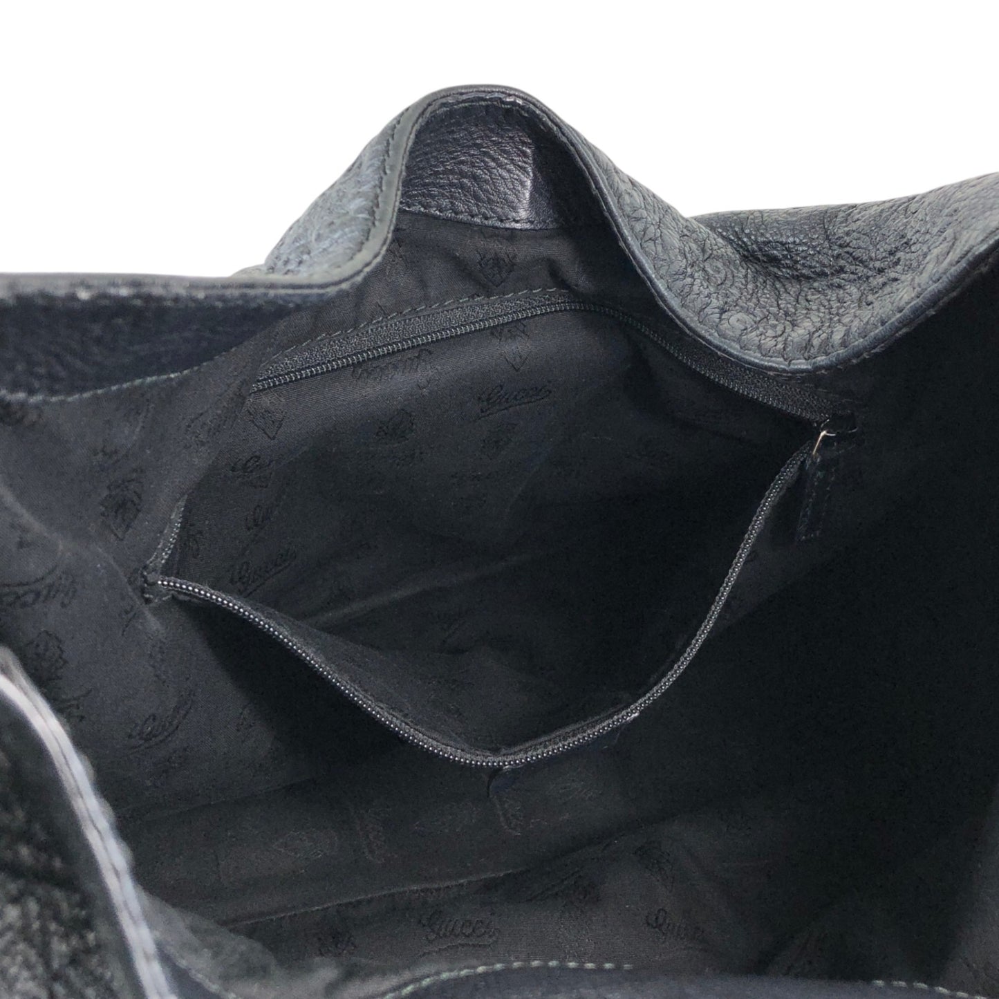 GUCCI Logo Shoulder bag Hobobag Black Vintage f2bysj