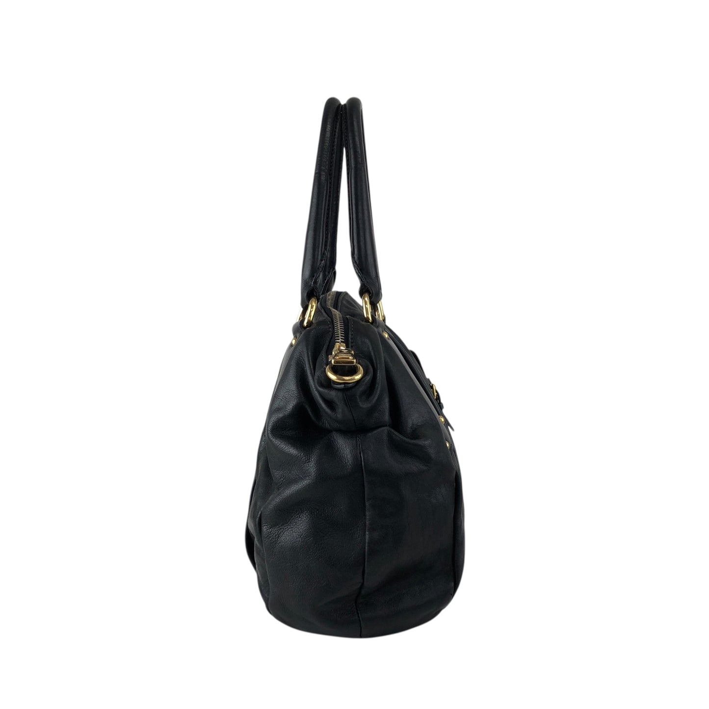 PRADA Logo Two-way Handbag Shoulder bag Black Vintage ashbj6