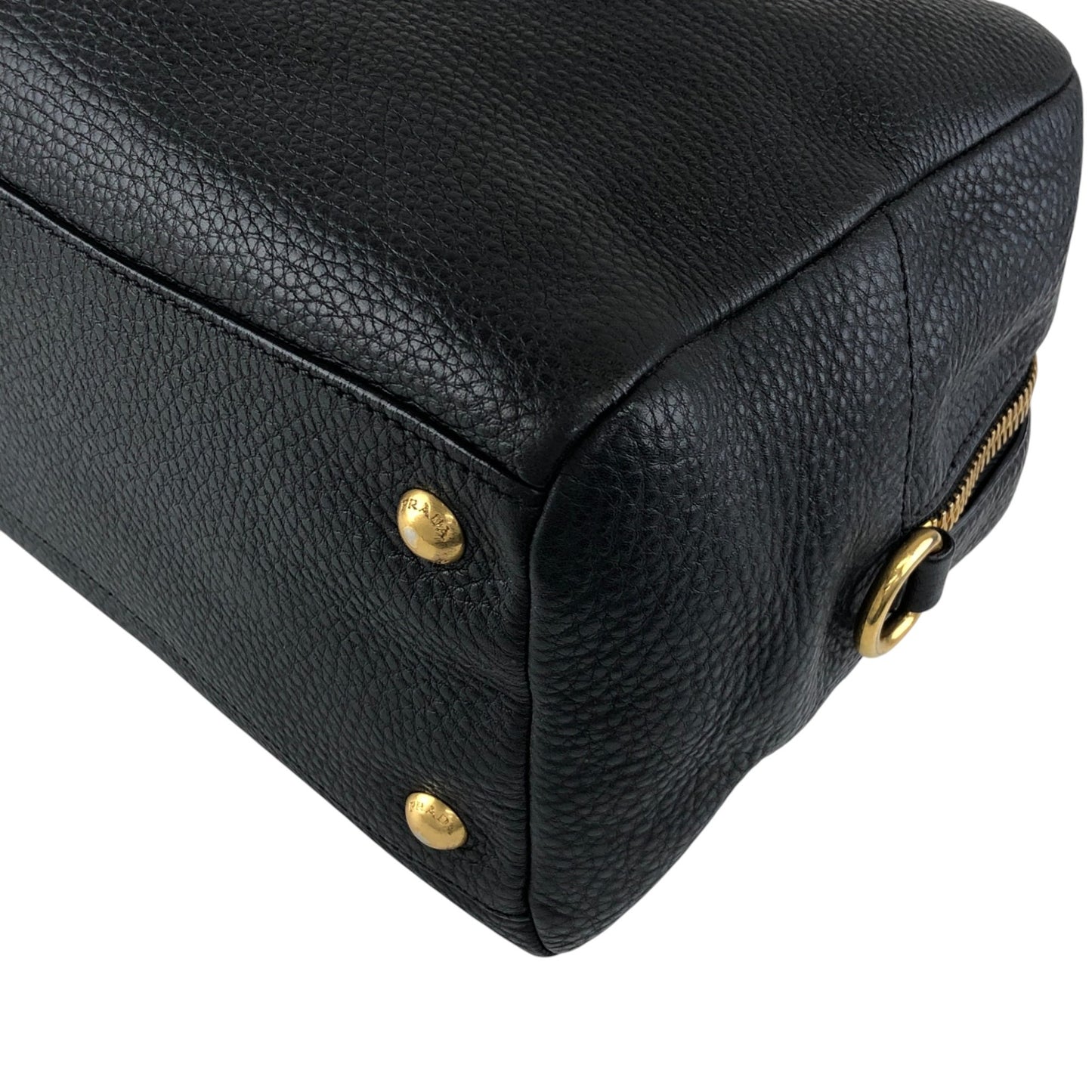 PRADA Logo Small Boston bag Handbag Black Vintage c8s4mf