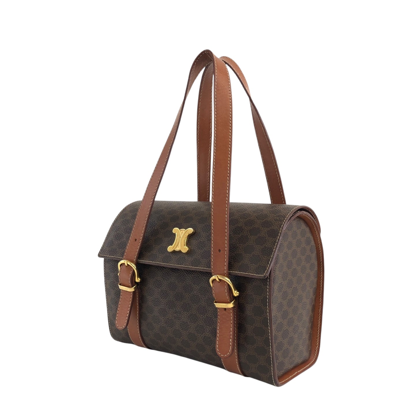 CELINE Macadam Triomphe Handbag Vanity bag Brown Vintage bfhyyr