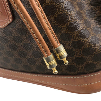 CELINE Macadam Blason Drawstring Shoulder bag Brown Vintage 7zaha3