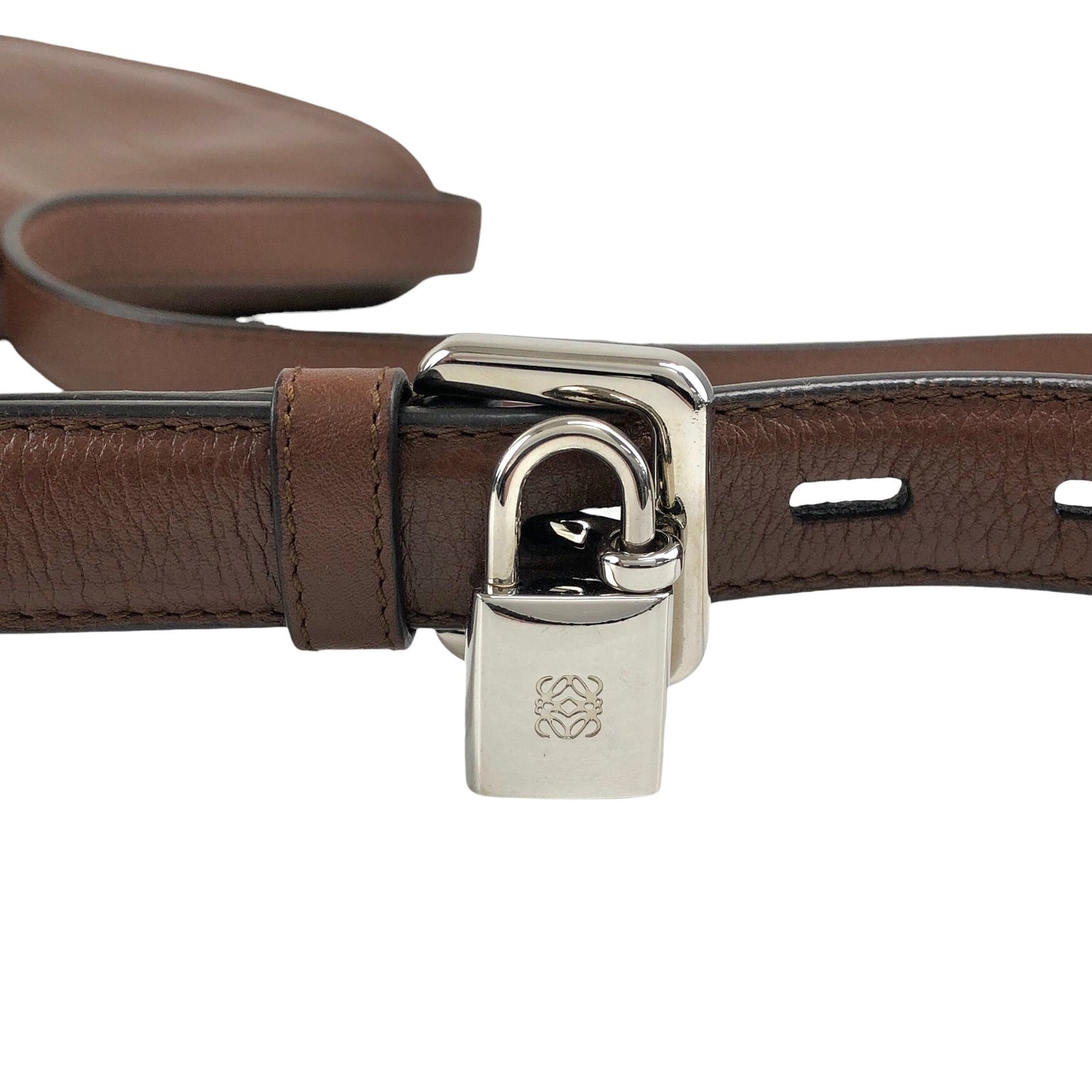 LOEWE Logo Embossed Shoulder bag Brown Vintage 7c7s5w