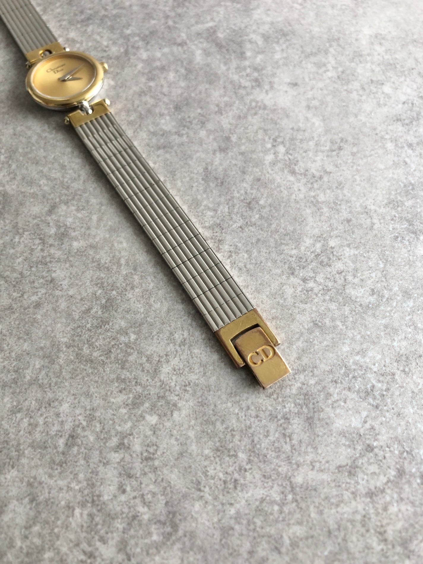 Christian Dior Logo Quartz Watch Silver×Gold 3025 Vintage ngmhnw