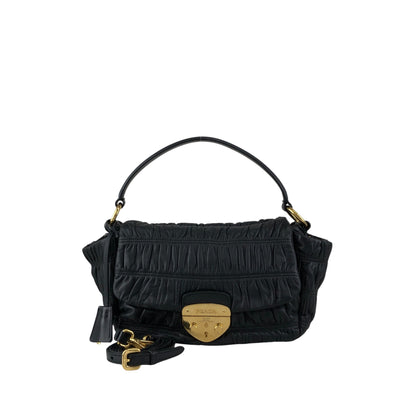 PRADA Logo Front Lock Two-way Handbag Shoulder bag Black Vintage zdrec3