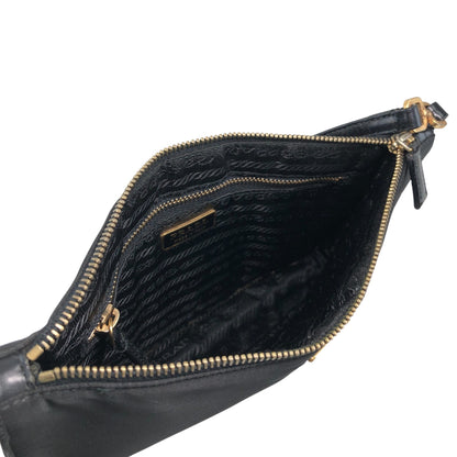 PRADA Tessuto Triangle Logo Shoulder bag Black Vintage 67ab6y