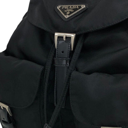 PRADA Triangle Logo Double Pocket  Backpack Black Vintage jpaw6y