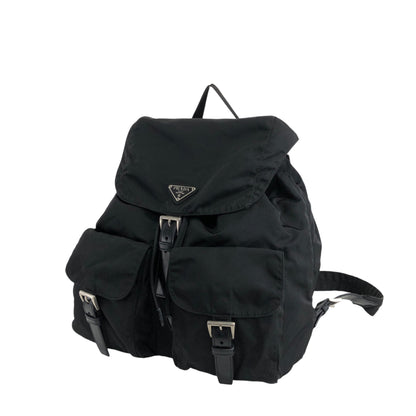 PRADA Triangle Logo Double Pocket Backpack Black Vintage 2rhri2