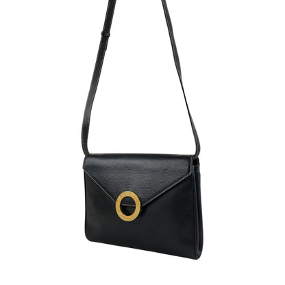 CELINE Circle Logo Shoulder bag Black Vintage 3sg788