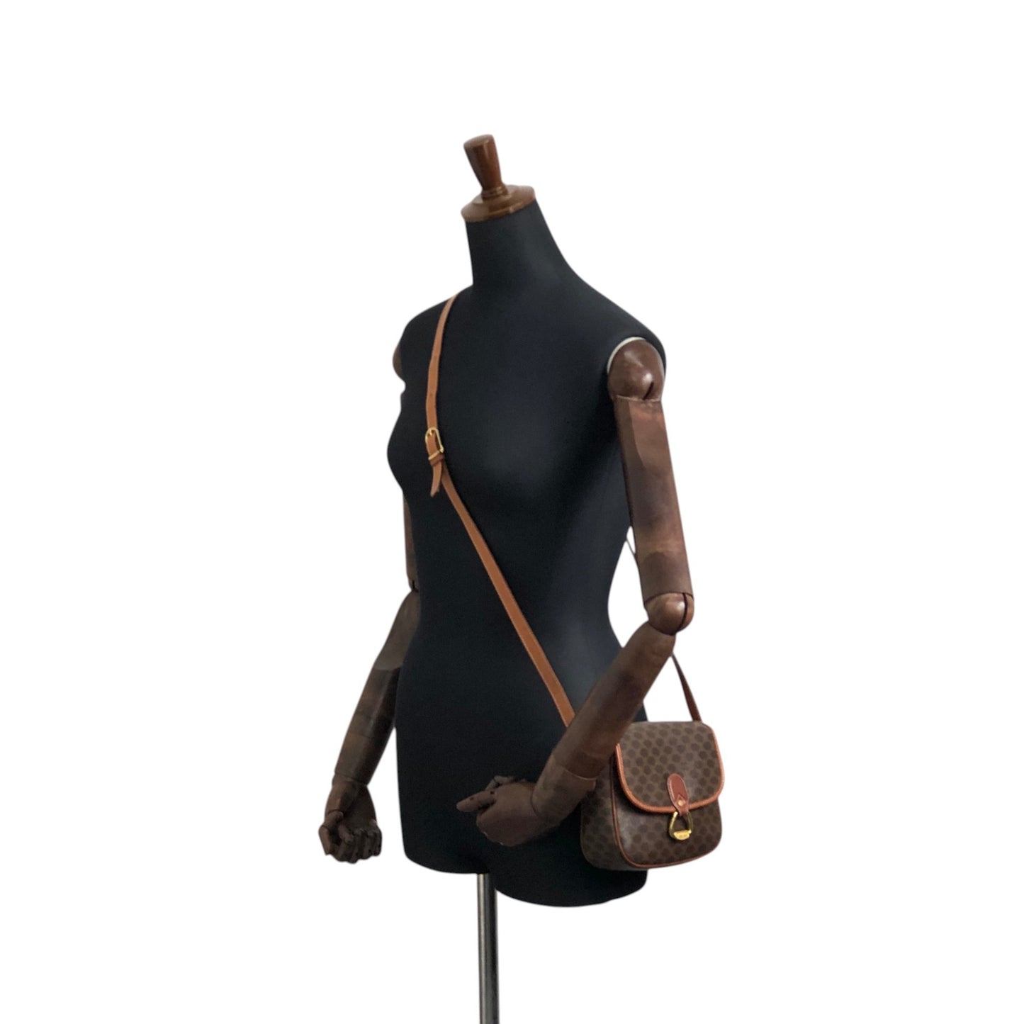 CELINE Macadam Horse Bit Shoulder bag Brown Vintage ffjd2x